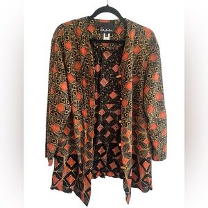 ANTHONY MARK HANKIN Vintage 90s Abstract Geometric Rayon Tunic Artsy Boho M